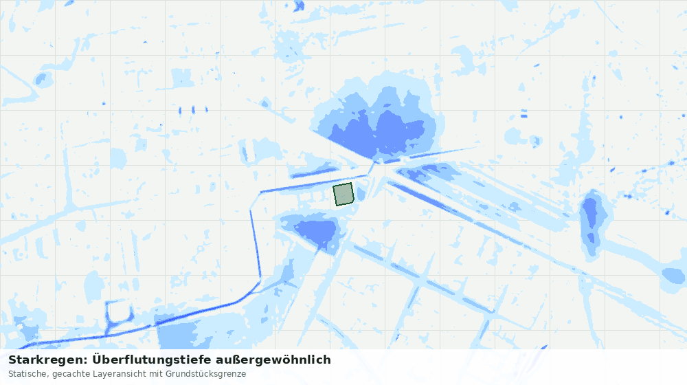 Statische Kartenansicht: Starkregen: Überflutungstiefe außergewöhnlich