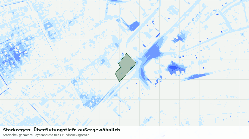 Statische Kartenansicht: Starkregen: Überflutungstiefe außergewöhnlich