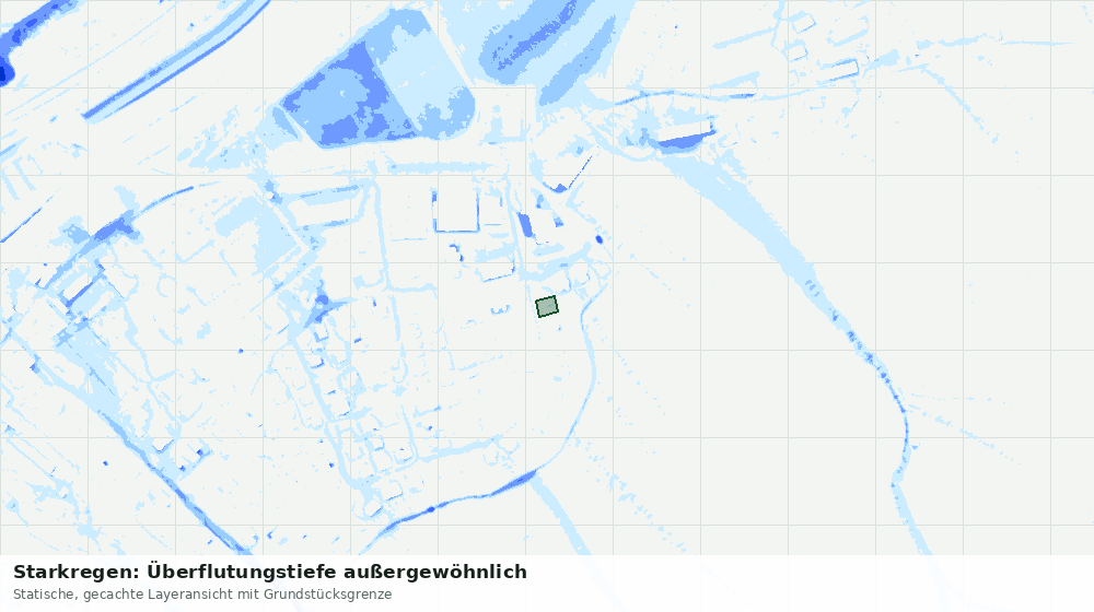 Statische Kartenansicht: Starkregen: Überflutungstiefe außergewöhnlich