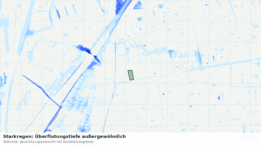 Statische Kartenansicht: Starkregen: Überflutungstiefe außergewöhnlich