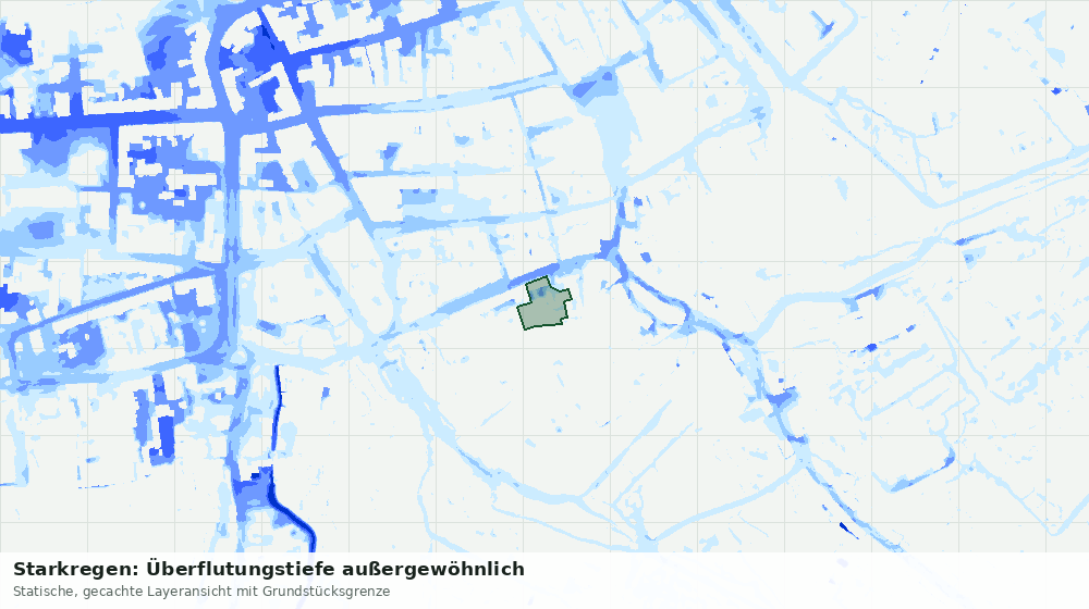 Statische Kartenansicht: Starkregen: Überflutungstiefe außergewöhnlich