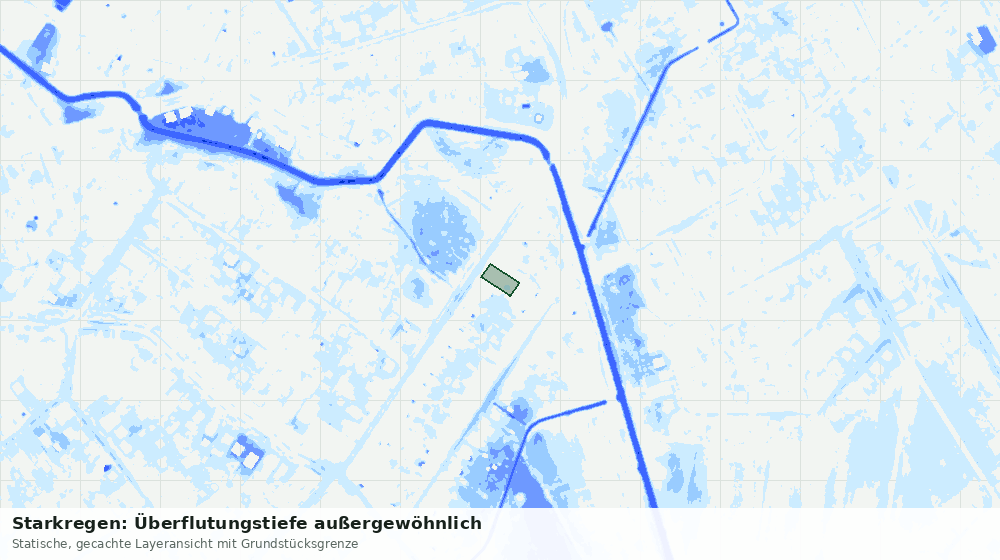 Statische Kartenansicht: Starkregen: Überflutungstiefe außergewöhnlich
