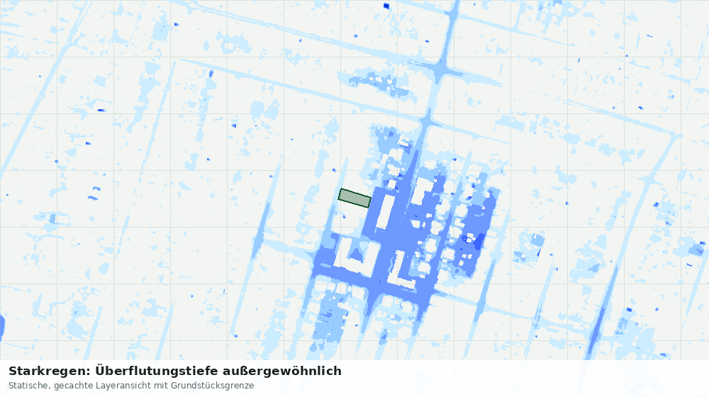 Statische Kartenansicht: Starkregen: Überflutungstiefe außergewöhnlich