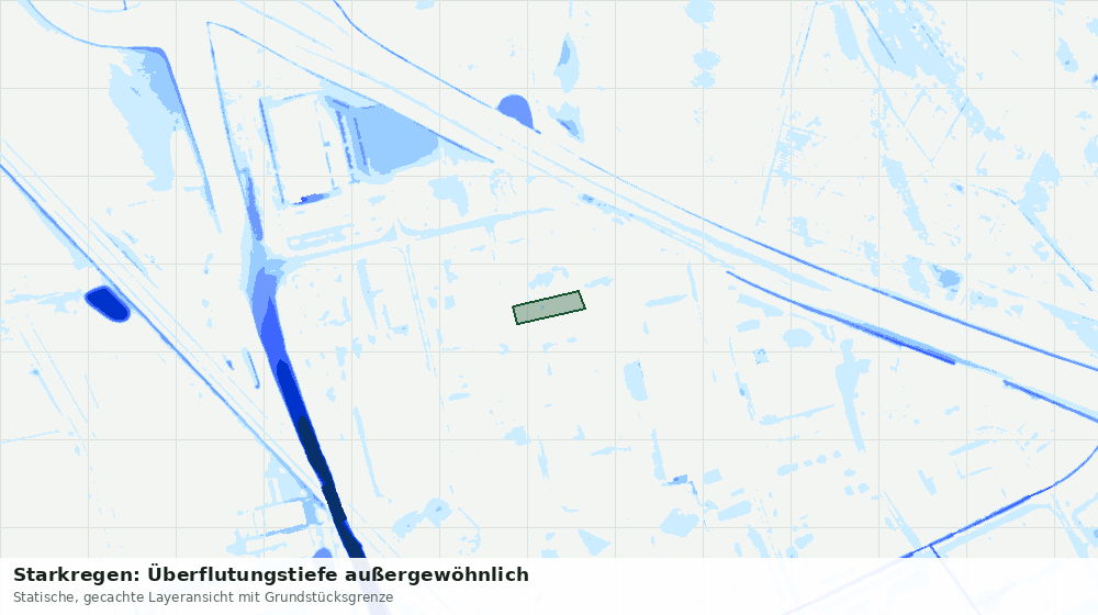 Statische Kartenansicht: Starkregen: Überflutungstiefe außergewöhnlich