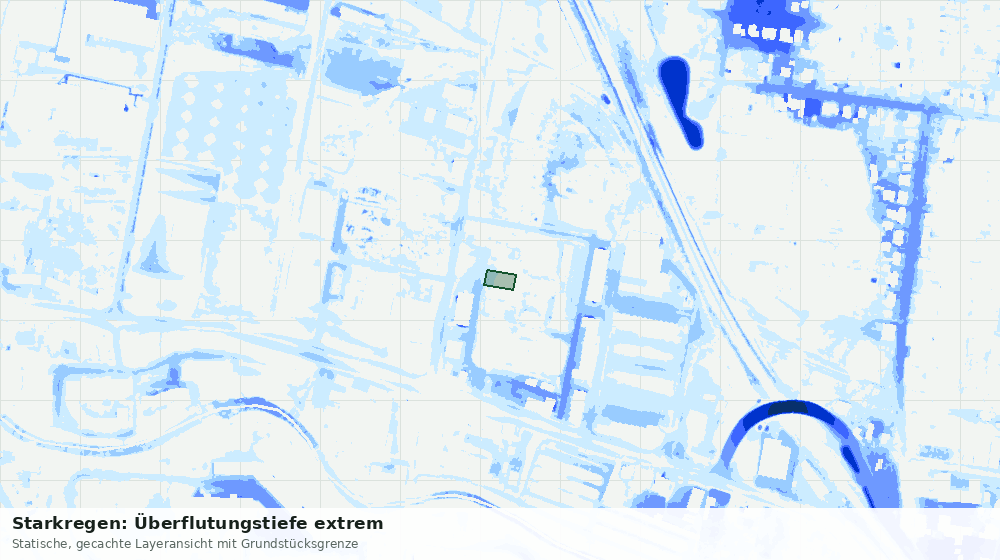 Statische Kartenansicht: Starkregen: Überflutungstiefe extrem