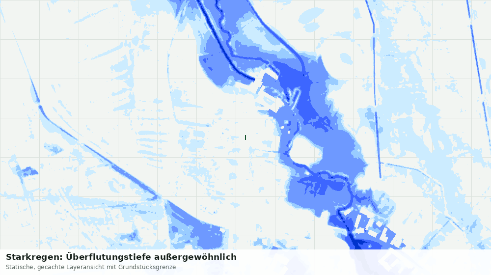 Statische Kartenansicht: Starkregen: Überflutungstiefe außergewöhnlich