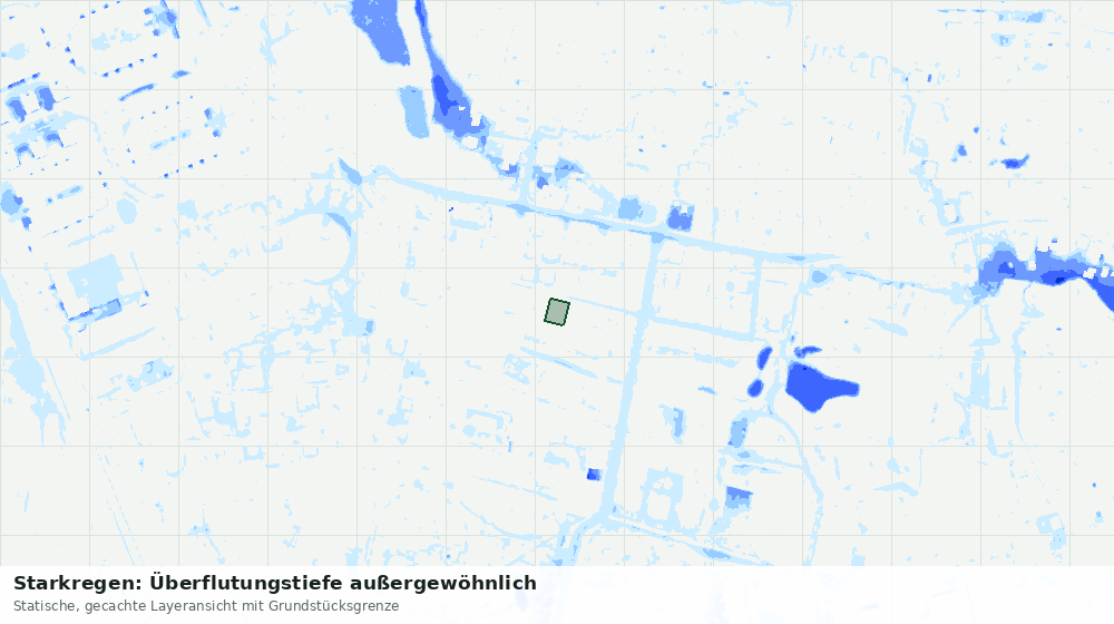 Statische Kartenansicht: Starkregen: Überflutungstiefe außergewöhnlich