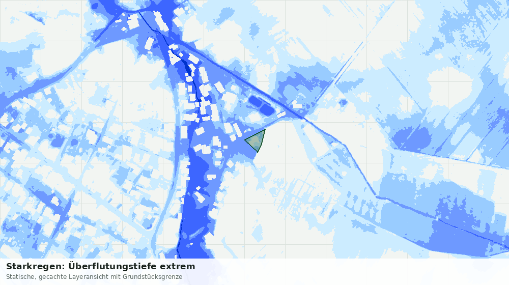 Statische Kartenansicht: Starkregen: Überflutungstiefe extrem