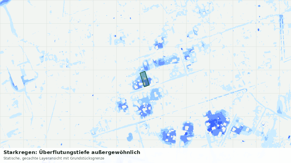 Statische Kartenansicht: Starkregen: Überflutungstiefe außergewöhnlich