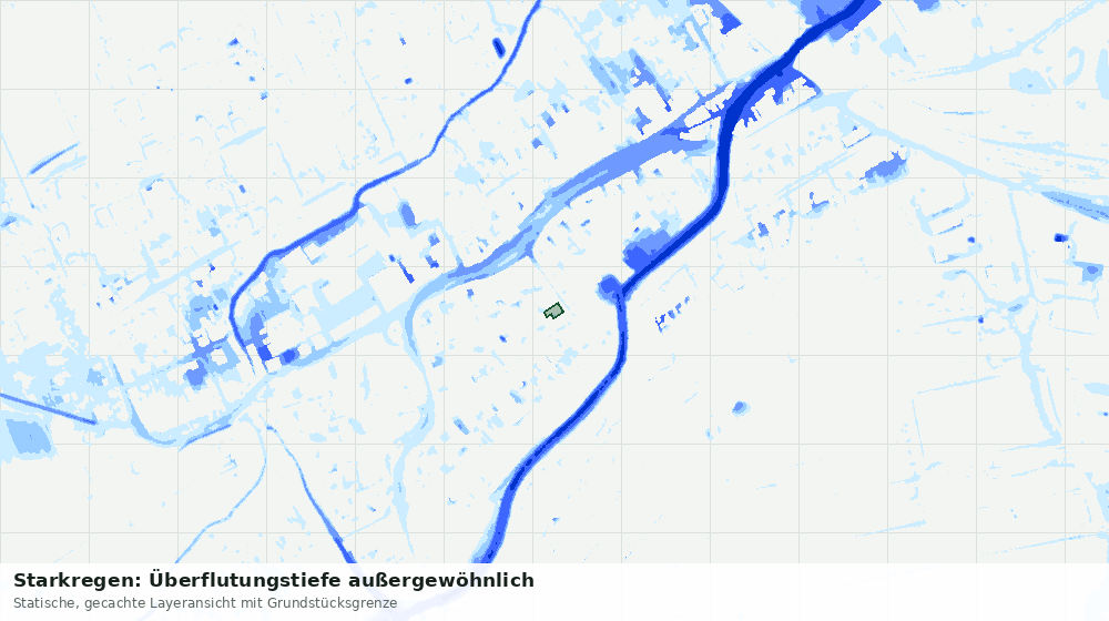 Statische Kartenansicht: Starkregen: Überflutungstiefe außergewöhnlich