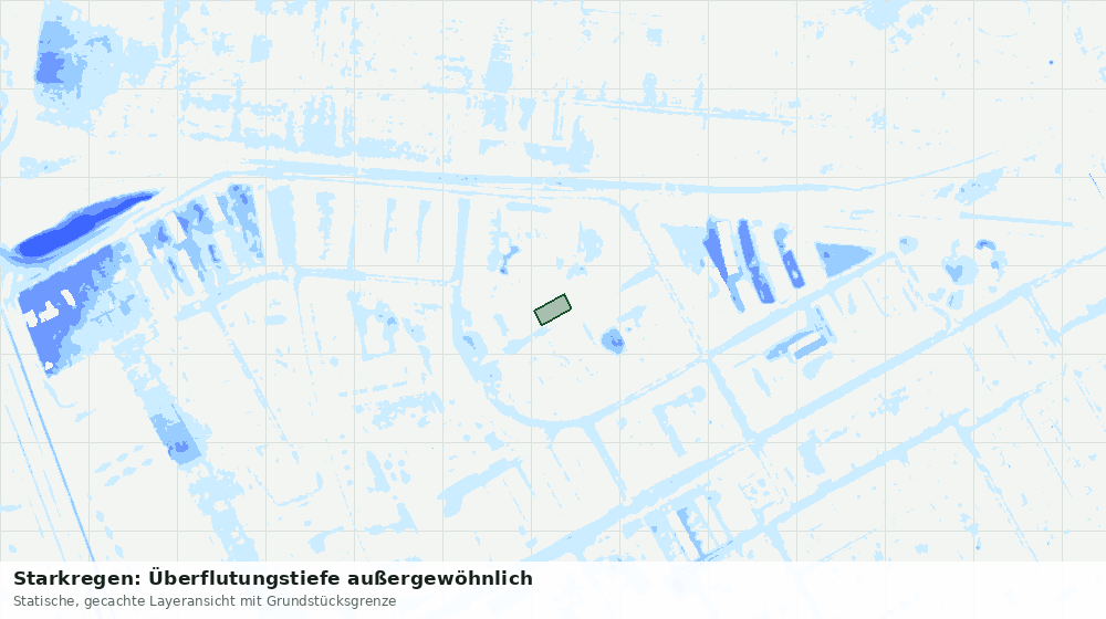 Statische Kartenansicht: Starkregen: Überflutungstiefe außergewöhnlich