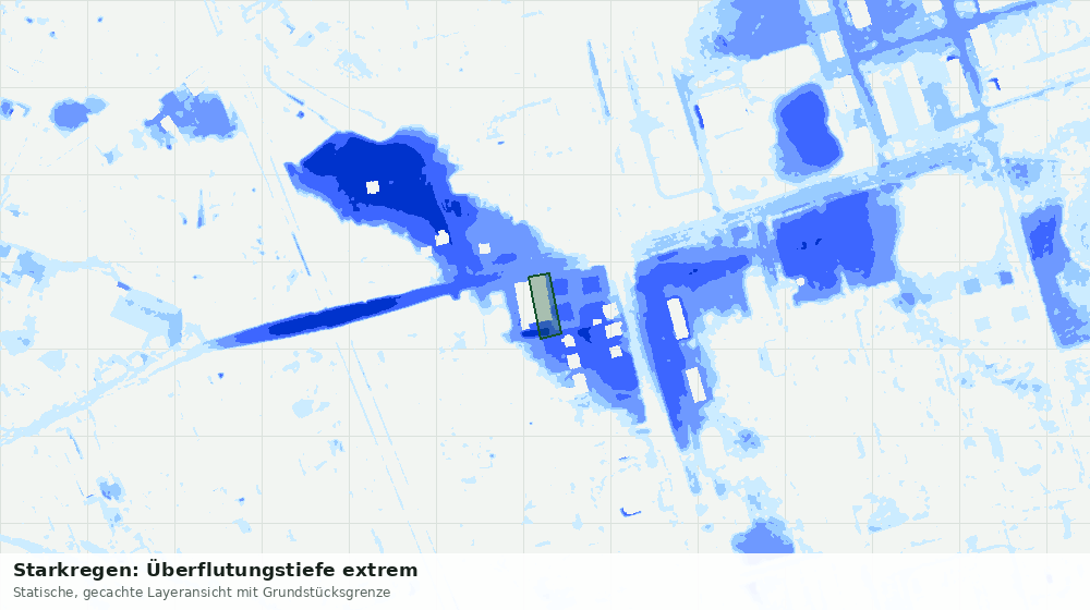 Statische Kartenansicht: Starkregen: Überflutungstiefe extrem