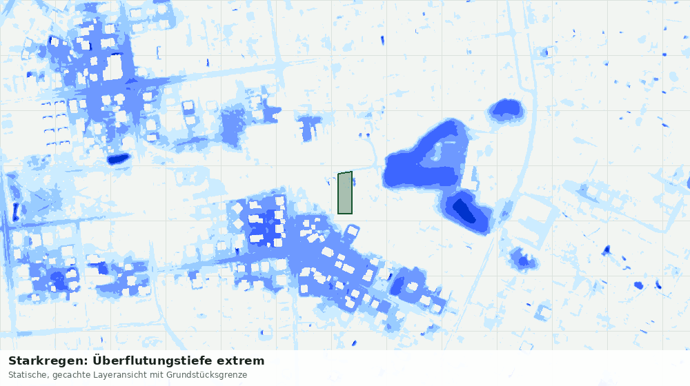 Statische Kartenansicht: Starkregen: Überflutungstiefe extrem