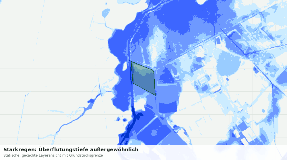Statische Kartenansicht: Starkregen: Überflutungstiefe außergewöhnlich
