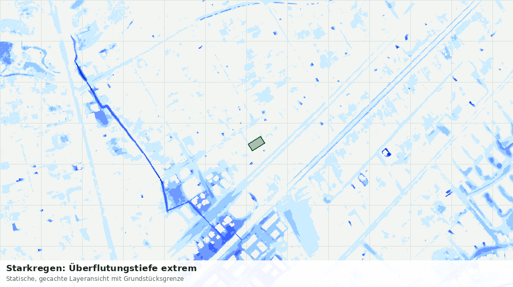 Statische Kartenansicht: Starkregen: Überflutungstiefe extrem