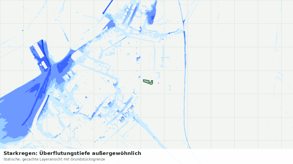 Statische Kartenansicht: Starkregen: Überflutungstiefe außergewöhnlich