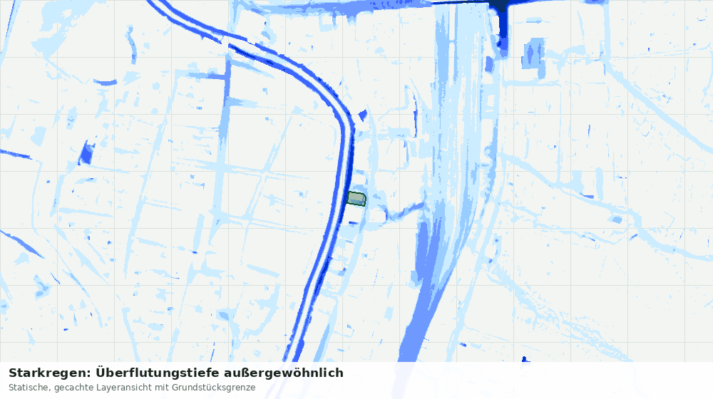 Statische Kartenansicht: Starkregen: Überflutungstiefe außergewöhnlich