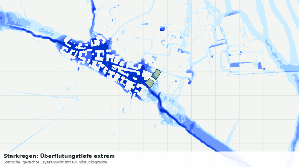 Statische Kartenansicht: Starkregen: Überflutungstiefe extrem