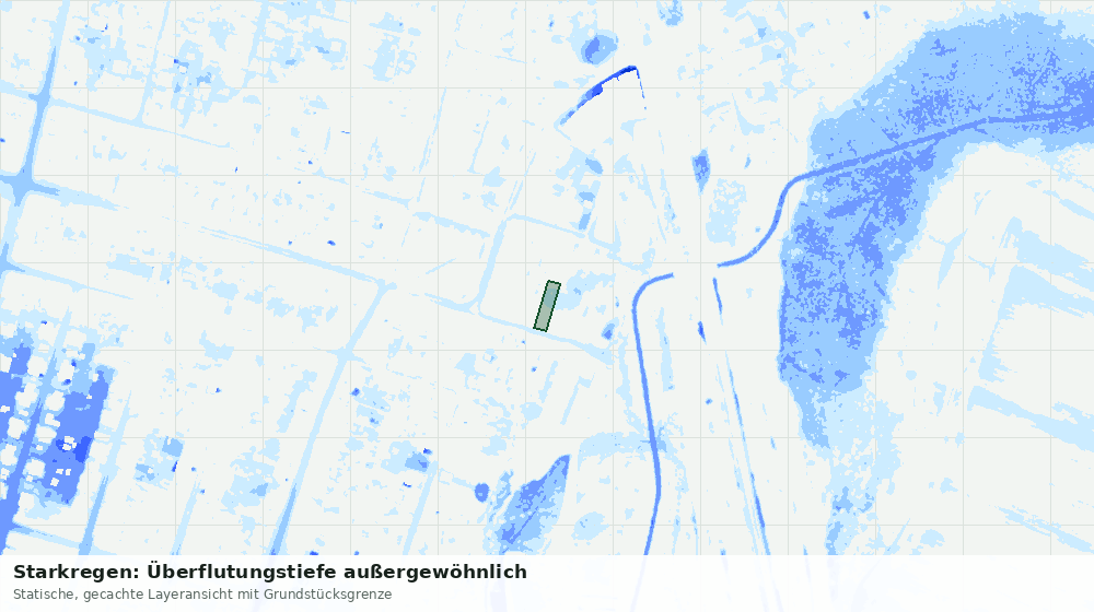 Statische Kartenansicht: Starkregen: Überflutungstiefe außergewöhnlich