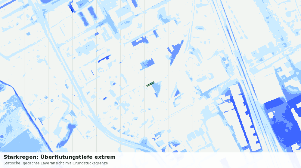 Statische Kartenansicht: Starkregen: Überflutungstiefe extrem