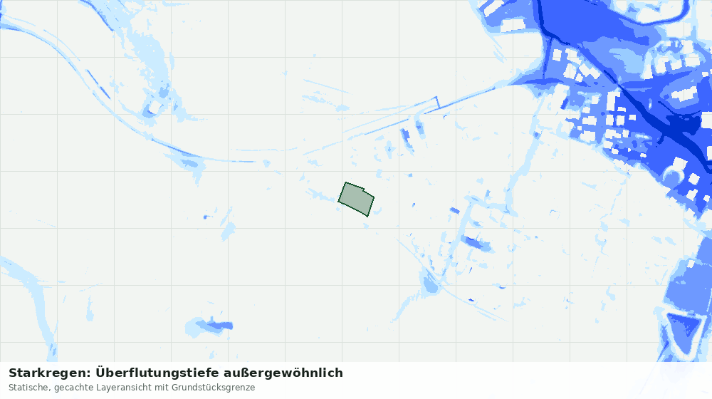 Statische Kartenansicht: Starkregen: Überflutungstiefe außergewöhnlich