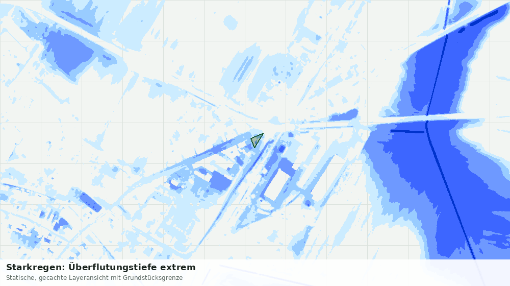 Statische Kartenansicht: Starkregen: Überflutungstiefe extrem