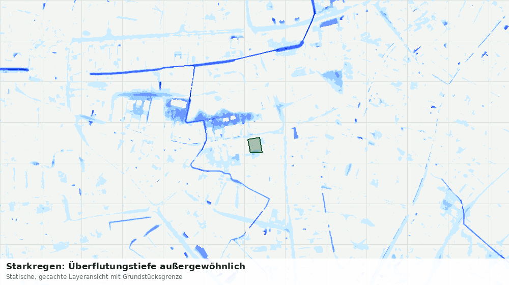 Statische Kartenansicht: Starkregen: Überflutungstiefe außergewöhnlich