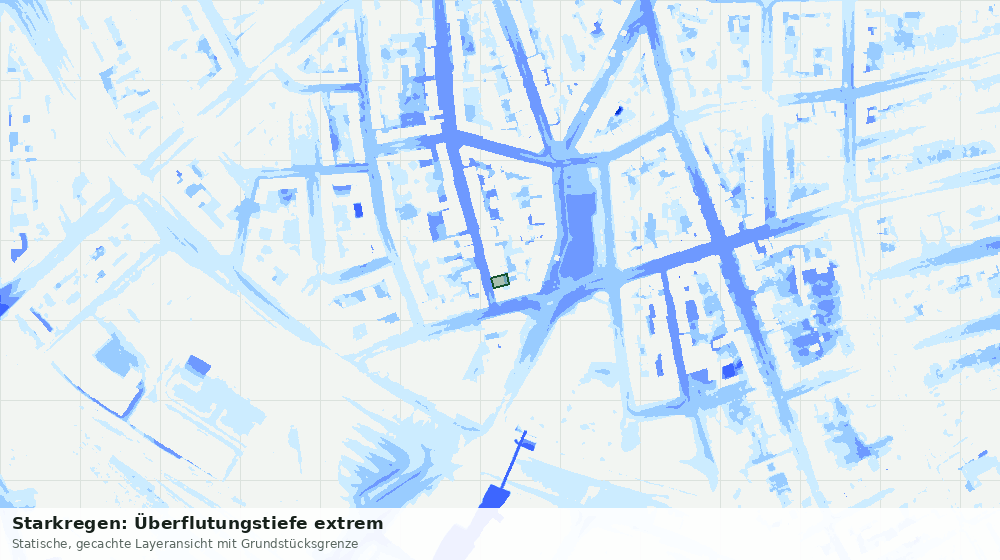 Statische Kartenansicht: Starkregen: Überflutungstiefe extrem