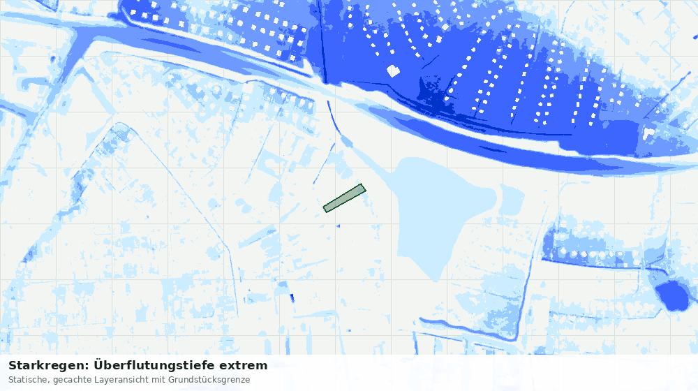 Statische Kartenansicht: Starkregen: Überflutungstiefe extrem