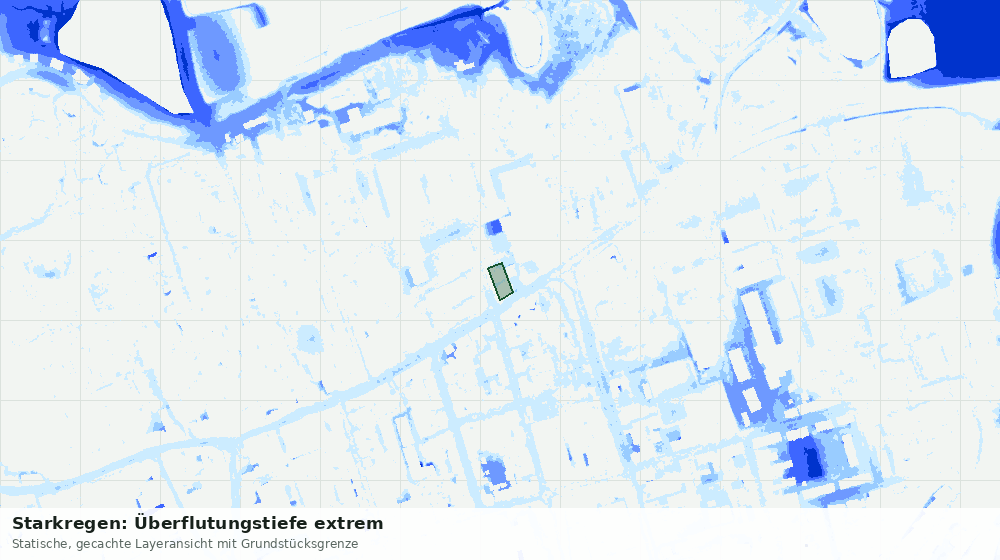 Statische Kartenansicht: Starkregen: Überflutungstiefe extrem