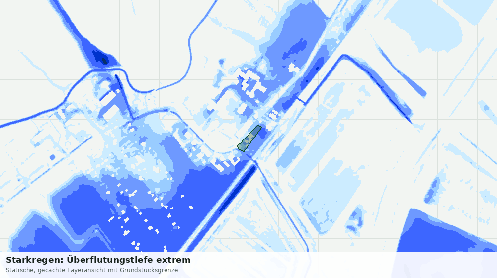 Statische Kartenansicht: Starkregen: Überflutungstiefe extrem