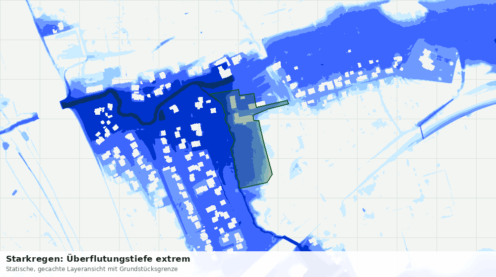 Statische Kartenansicht: Starkregen: Überflutungstiefe extrem