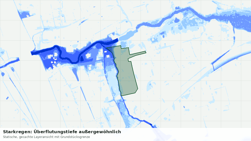 Statische Kartenansicht: Starkregen: Überflutungstiefe außergewöhnlich