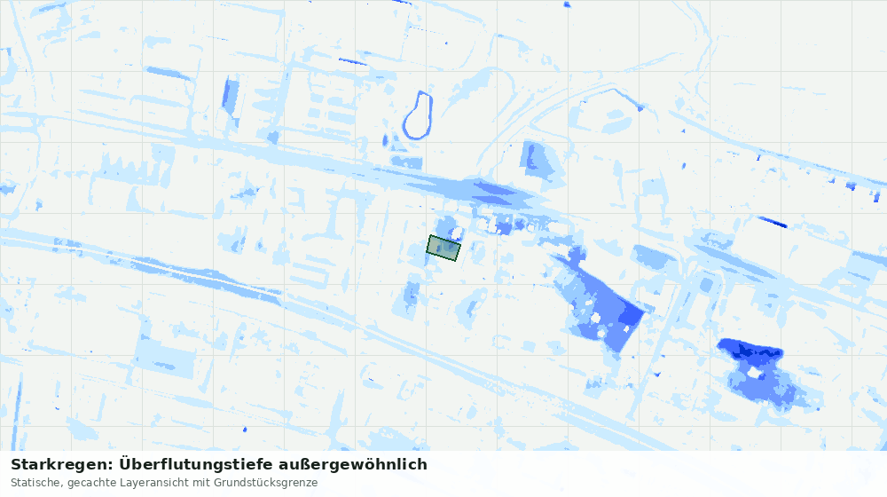 Statische Kartenansicht: Starkregen: Überflutungstiefe außergewöhnlich