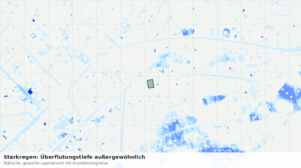 Statische Kartenansicht: Starkregen: Überflutungstiefe außergewöhnlich