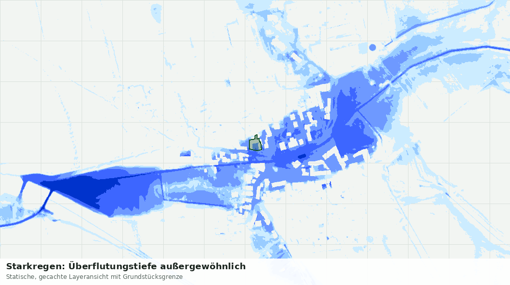 Statische Kartenansicht: Starkregen: Überflutungstiefe außergewöhnlich