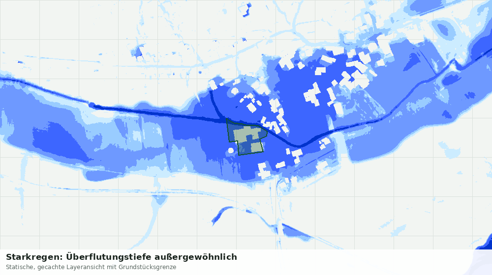Statische Kartenansicht: Starkregen: Überflutungstiefe außergewöhnlich