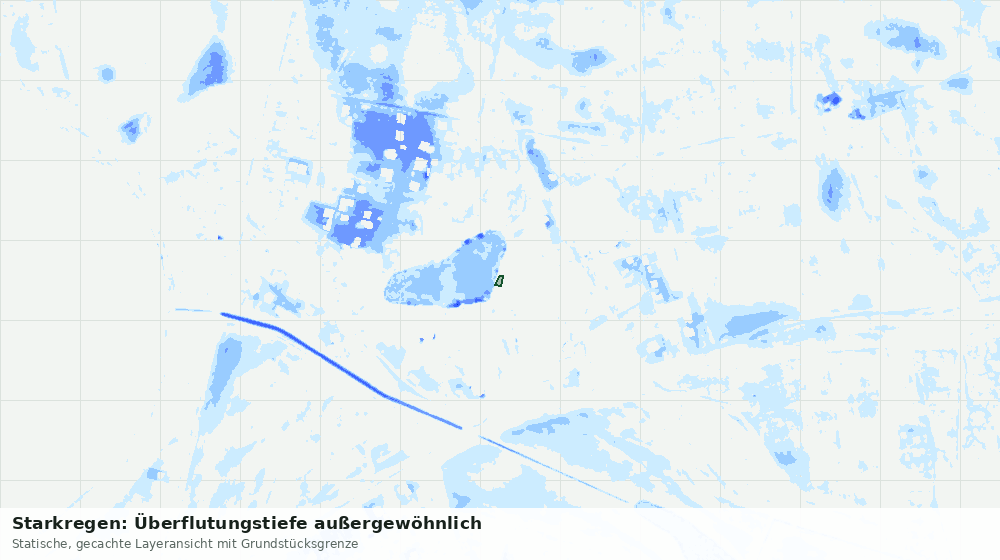 Statische Kartenansicht: Starkregen: Überflutungstiefe außergewöhnlich