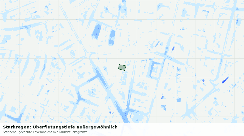 Statische Kartenansicht: Starkregen: Überflutungstiefe außergewöhnlich
