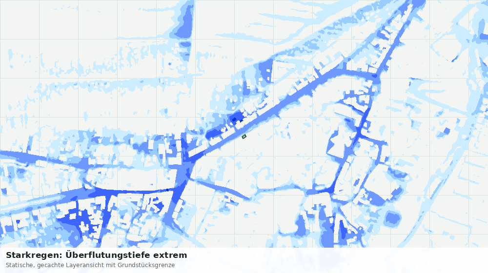 Statische Kartenansicht: Starkregen: Überflutungstiefe extrem