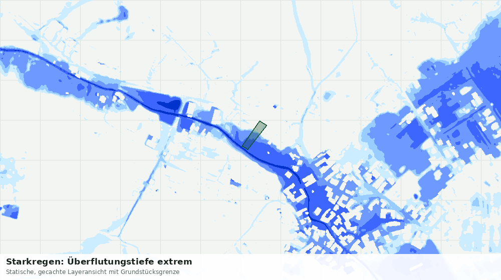 Statische Kartenansicht: Starkregen: Überflutungstiefe extrem