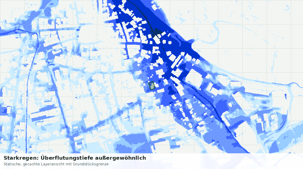 Statische Kartenansicht: Starkregen: Überflutungstiefe außergewöhnlich