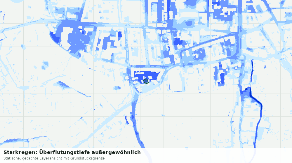 Statische Kartenansicht: Starkregen: Überflutungstiefe außergewöhnlich