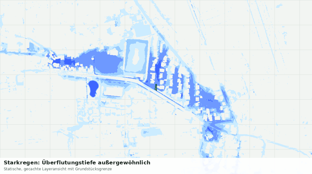 Statische Kartenansicht: Starkregen: Überflutungstiefe außergewöhnlich