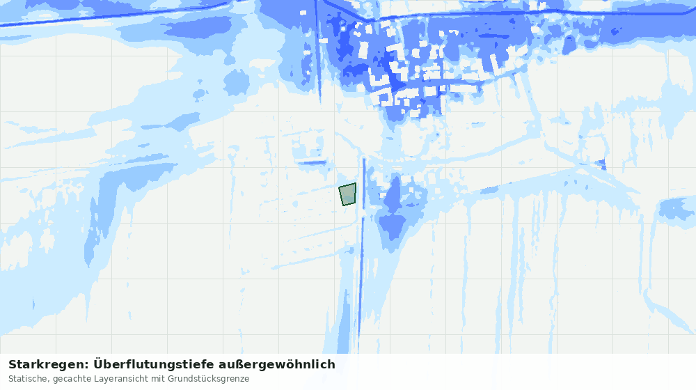 Statische Kartenansicht: Starkregen: Überflutungstiefe außergewöhnlich