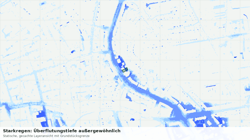 Statische Kartenansicht: Starkregen: Überflutungstiefe außergewöhnlich
