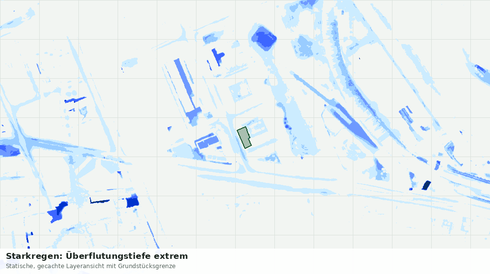 Statische Kartenansicht: Starkregen: Überflutungstiefe extrem