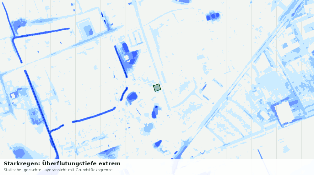 Statische Kartenansicht: Starkregen: Überflutungstiefe extrem