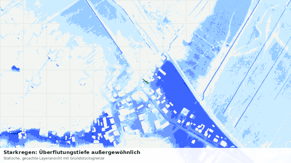 Statische Kartenansicht: Starkregen: Überflutungstiefe außergewöhnlich