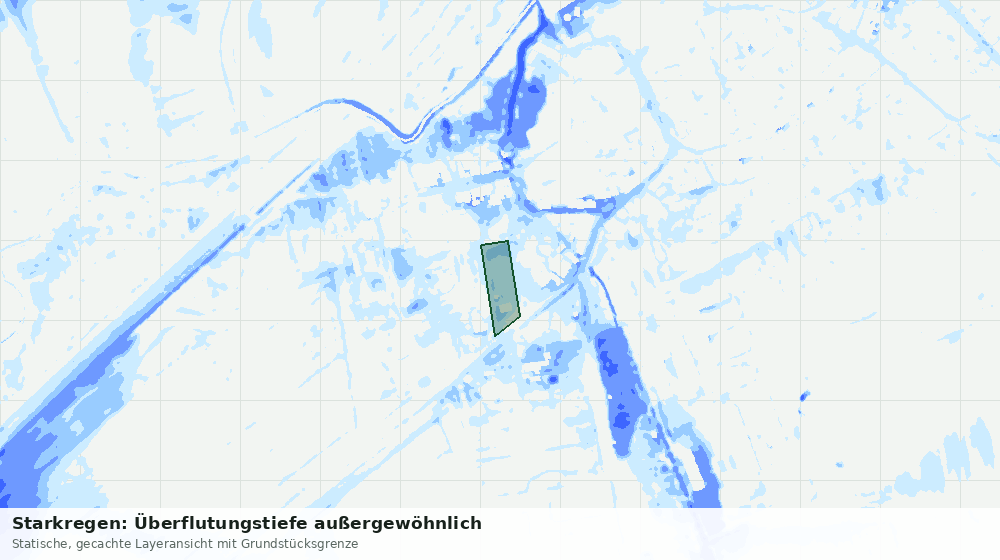 Statische Kartenansicht: Starkregen: Überflutungstiefe außergewöhnlich